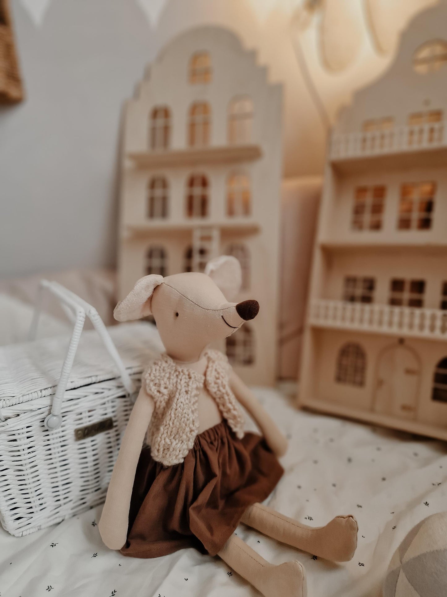 Circus nursery mice decor, Mouse doll pretending play