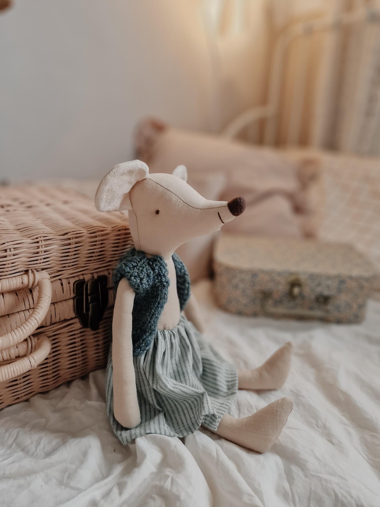 Circus Mouse nursery decor, Mouse doll pretending play