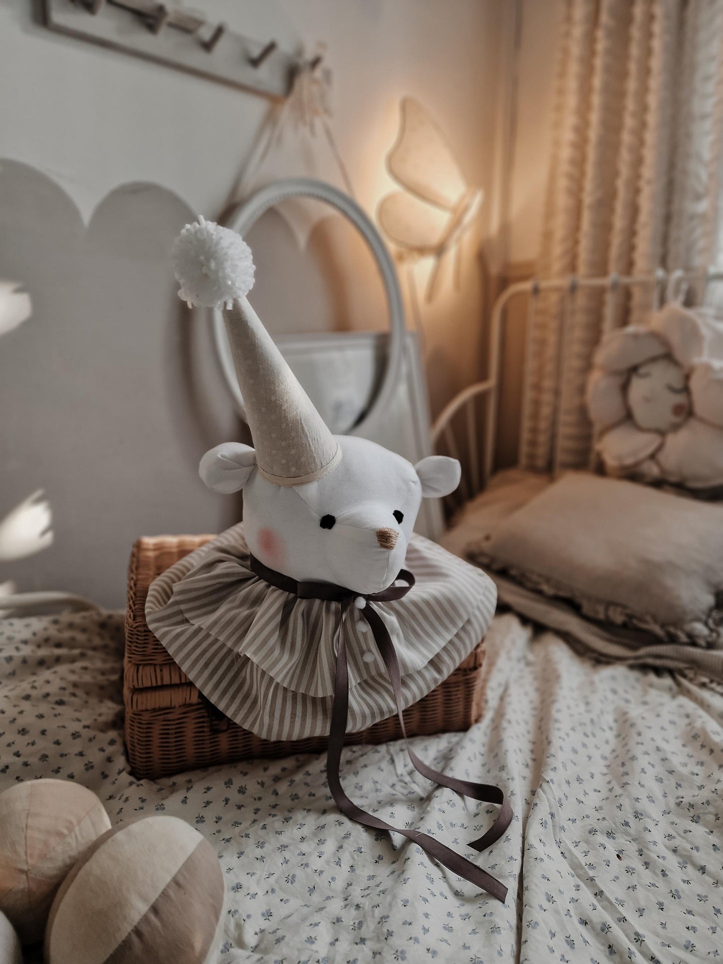 Circus Bear Head Decoration, Wall Mount Stuffed Animal