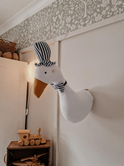 Wall Mount Cotton Duck Head, Circus Duck Stuffed Animal