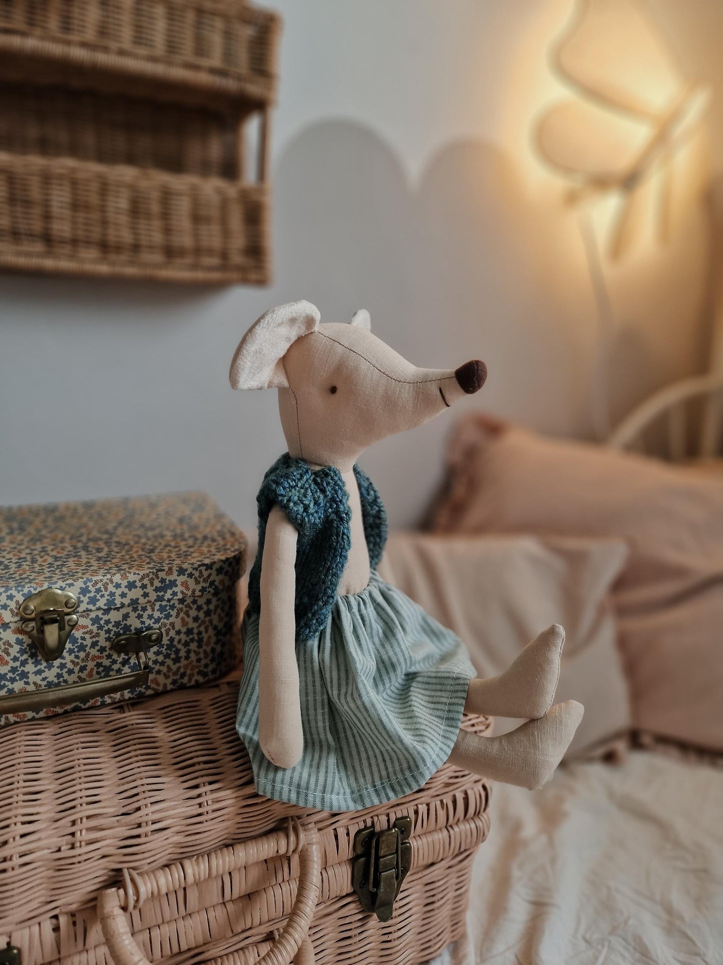 Circus Mouse nursery decor, Mouse doll pretending play