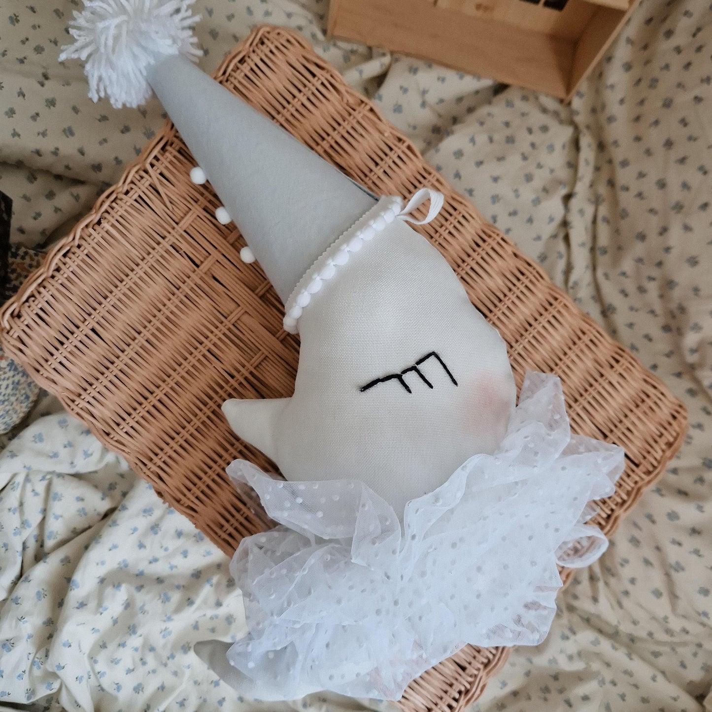 Hanging Moon decoration, Moon pillow with hat