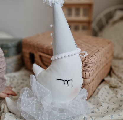 Hanging Moon decoration, Moon pillow with hat