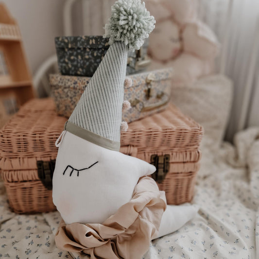 Moon Nursery wall decoration, Circus Moon pillow with hat
