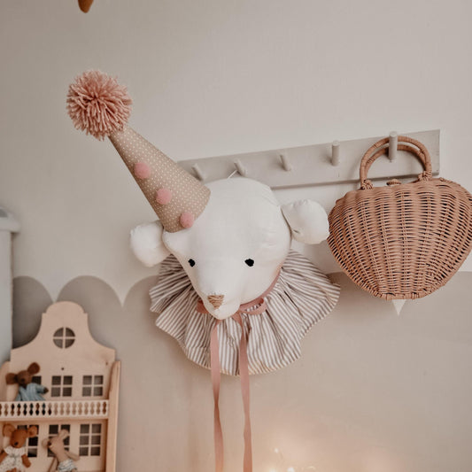Circus Bear Head wall Decoration, Nursery Bear Wall Hanging