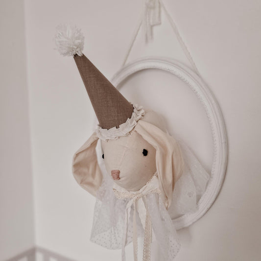 Circus Style Bunny Head, Wall Hanging Rabbit Trophy