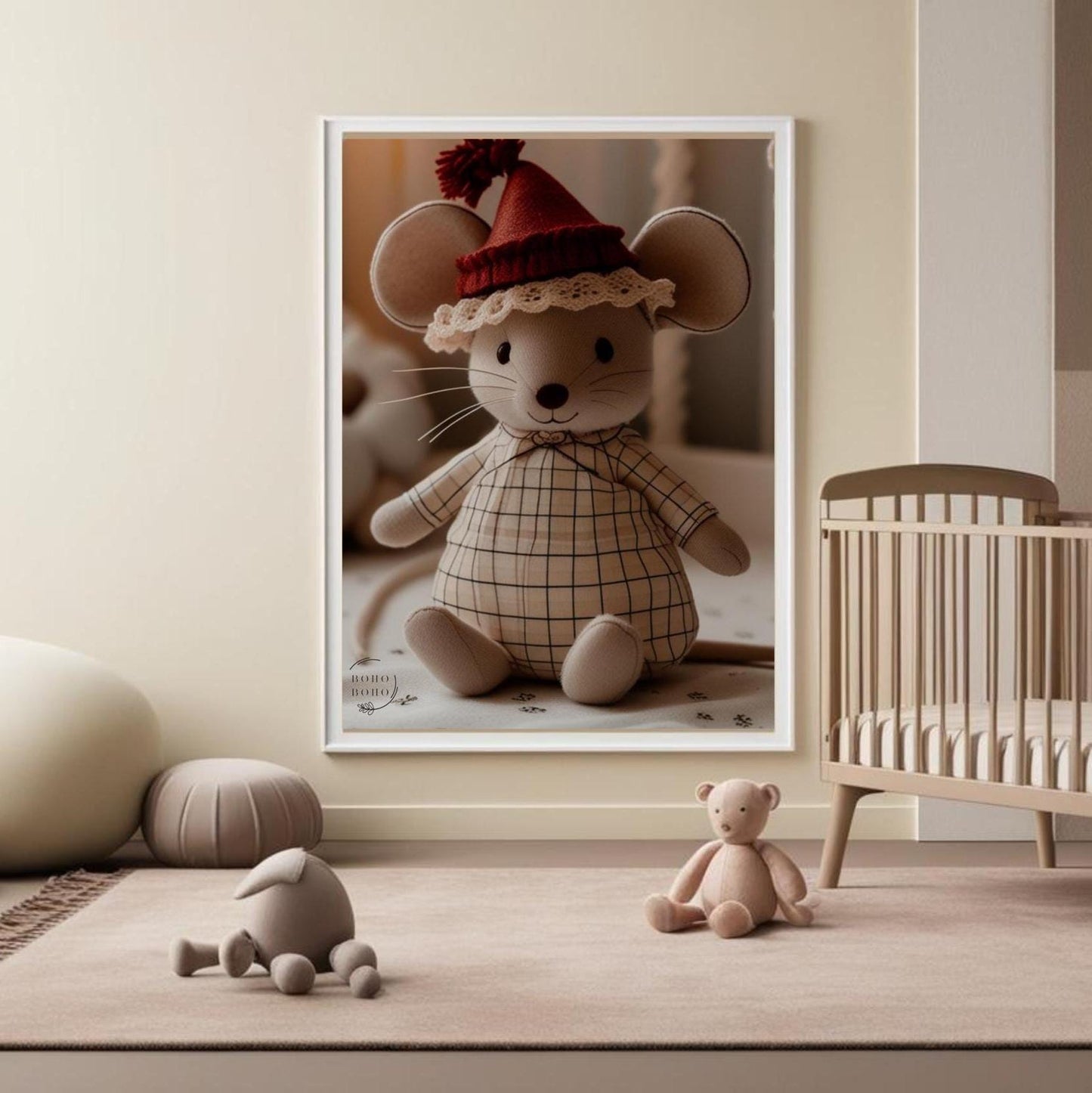 Printable Circus Mouse Poster, Retro Mice Illustration
