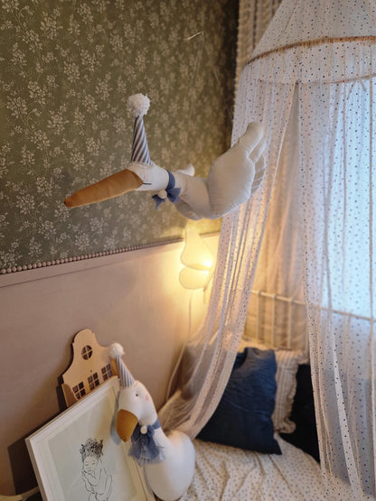 Circus Swan Nursery Decor, Hanging Flying Stuffed Bird