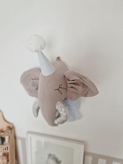 Plush Elephant Wall Hanging, Safari Animal Nursery Decor