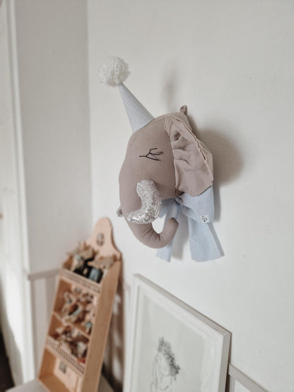Plush Elephant Wall Hanging, Safari Animal Nursery Decor
