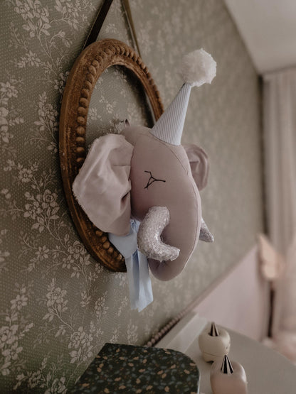 Plush Elephant Wall Hanging, Safari Animal Nursery Decor